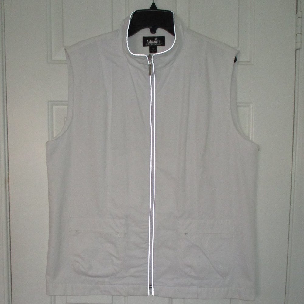Ashworth Weather Systems Womens White Full Zip Mesh Lined Golf Wind Vest - XL